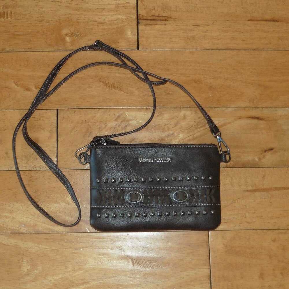 Montana West Select Brown Western Cowgirl Studded Crossbody Bag Purse